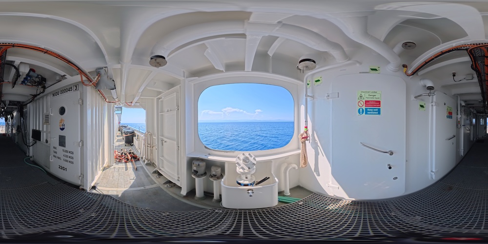 360 photo of the deck of a Research Vessel